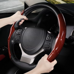 14 Pcs Luxury Anti Skid Carbon Fiber Leather Universal Car Steering Wheel Cover